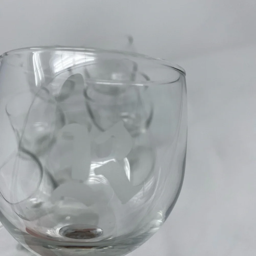 Set of 6 Vintage “R” Frosted Monogram Wine Glasses